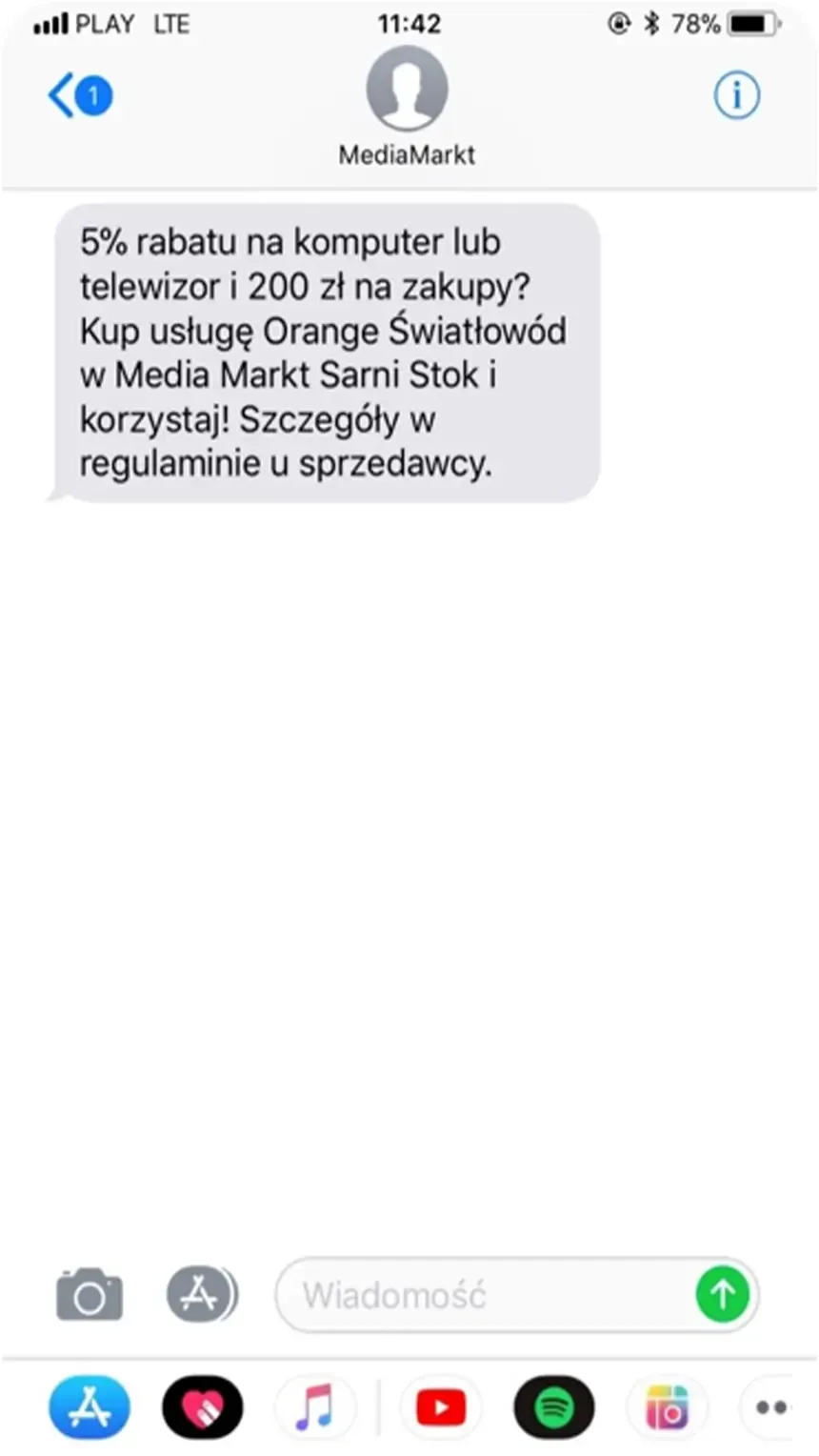 Przykład kreacji SMS
